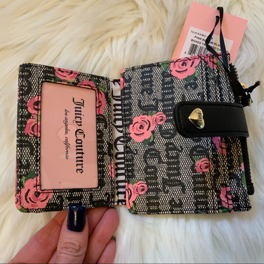 Juicy Couture Tab Card Case - NWT - Pink Bloom Black - Picture 8 of 11